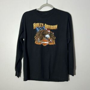 Harley Davidson Boys XL Long Sleeve Black T Shirt Tioga County PA Biker Moto